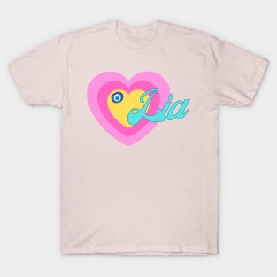 Lia in Colorful Heart Illustration T-Shirt